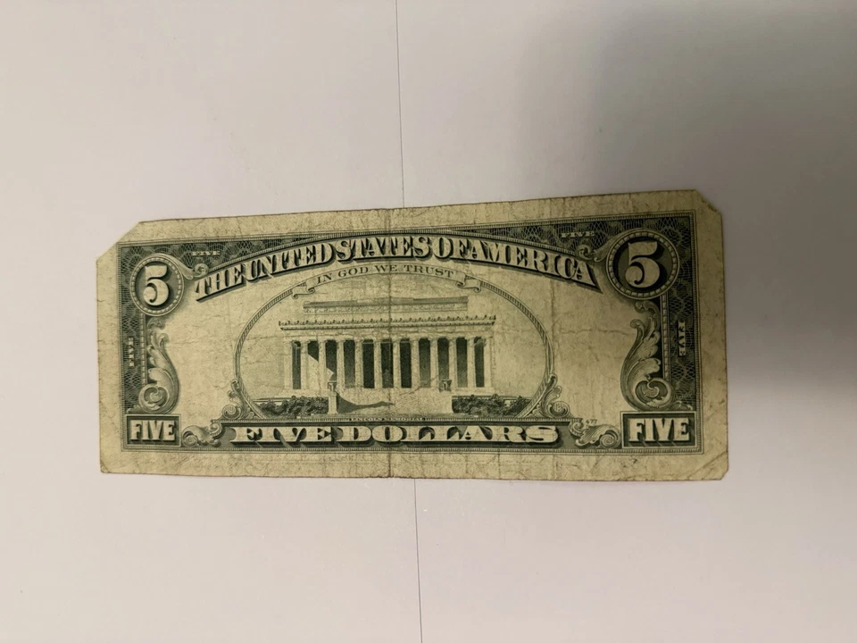 USA Bank Note: USA, Five Dollar 1977 No. K 52695203 A - Image 2 of 2