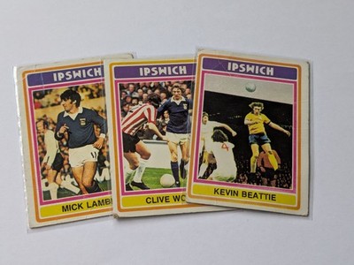 Lot X 3 Ipswich Town 1976-77 Topps Footballers Lambert / Beattie / Woods