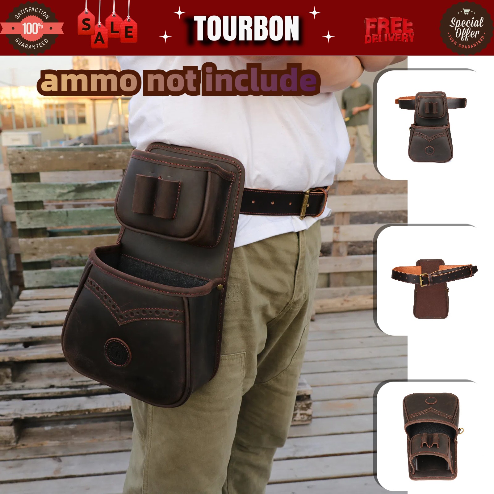 TOURBON Skeet Trap Shooting Cartridges Bag Spent Shell Carry Waist Fanny Pack