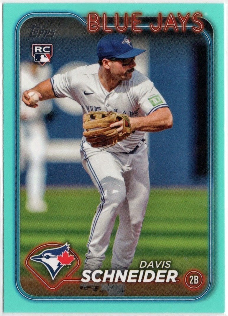 2024 Topps Aqua Davis Schneider Rookie Parallel Card RC #189 Blue Jays