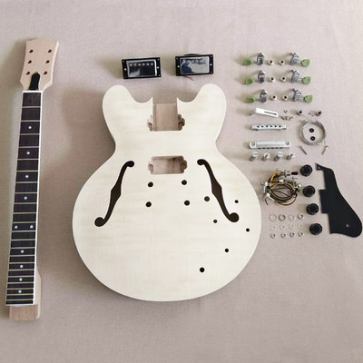 DIY 335 Electric Guitar Kit Rosewood FB Mahogany BD Flame Maple Top Set In FHole