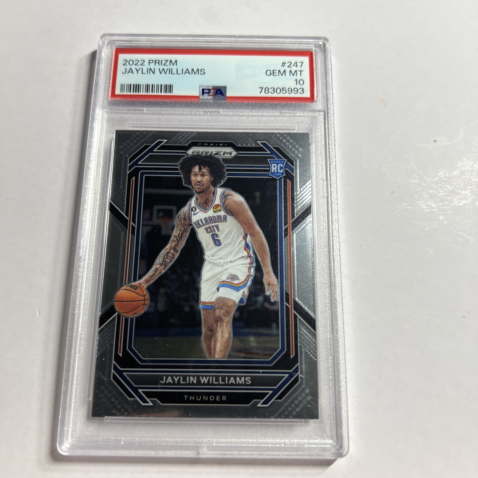 Jaylin Williams OKC 2022-23 Panini Prizm #247 Silver Prizm ROOKIE PSA 10