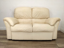 SOFA 2 Seater Natuzzi Italia Cream Leather Sewn In Cushions FREE DELIVERY
