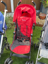 Silver Cross Single Pushchair Red/Black Canopy Hood Harness Swivel Wheels