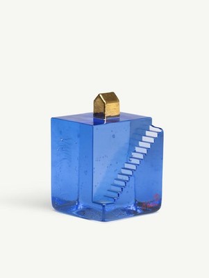 Kosta Boda Skulptur FORTRESS STAIRS Blau/Gold, Bertil Vallien, Glas-Kunst