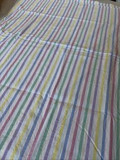 Vintage 80s Striped Single Flat Sheet Bedding Cotton Pink Blue Red Candy Stripe