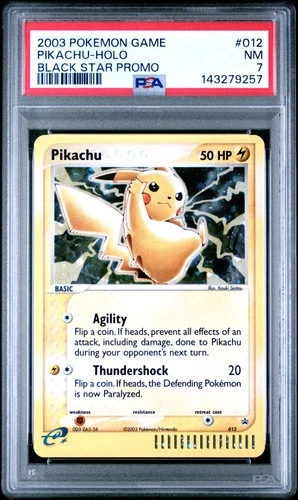 2003 POKEMON BLACK STAR PROMO #012 PIKACHU-HOLO PSA 7