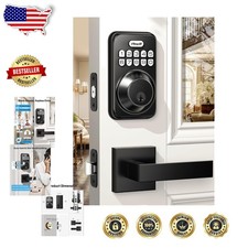 Keyless Entry Door Lock Handle Set, Matte Black, 20 User Codes, Auto Lock, A...
