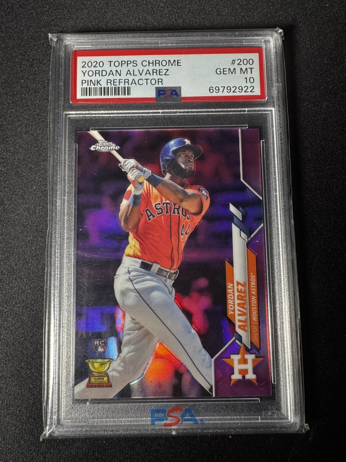 2020 Topps Chrome Yordan Alvarez Pink Refractor Rookie Card #200 PSA 10