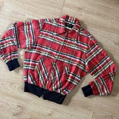 Vintage 80s JC Penney Plaid Check Jacket Red Wool Blend Coat Large L L Lumberjack