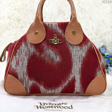 Vivienne Westwood Yasmine Leather Tote Handbag Orb Logo Red Brown