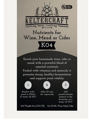 (599,0 /kg) Keltercraft K04 Hefenährsalz [10g: Für 25L Wein/Met/Cider] Gärsalz