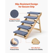Uimoso 5-Step Wooden Pet Stairs for Dogs up to 150lb,Ideal for Bed or Car Access