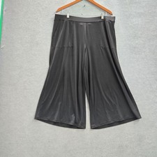 Susan Graver Women Pants L Black Cropped Wide...