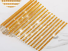 CraftbuddyUS 750pc x 3mm GOLD 30 stripes Stick On Round Rhinestone Gems,DIY