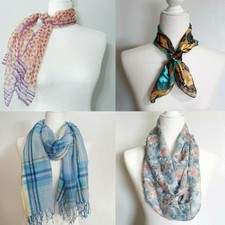 Bundle of four scarves plaid floral square rectangle abstract fringed infinity