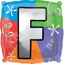 Designer Square Letter Balloon "F" Square Shape 18" Foil Balloon Packaged 