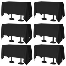 Winwingo 60x84 Table Cloth - 6 Pack Rectangular Black Washable Stain and Wrinkle