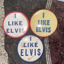 Vintage &ldquo;I Like Elvis&rdquo; Button Bundle