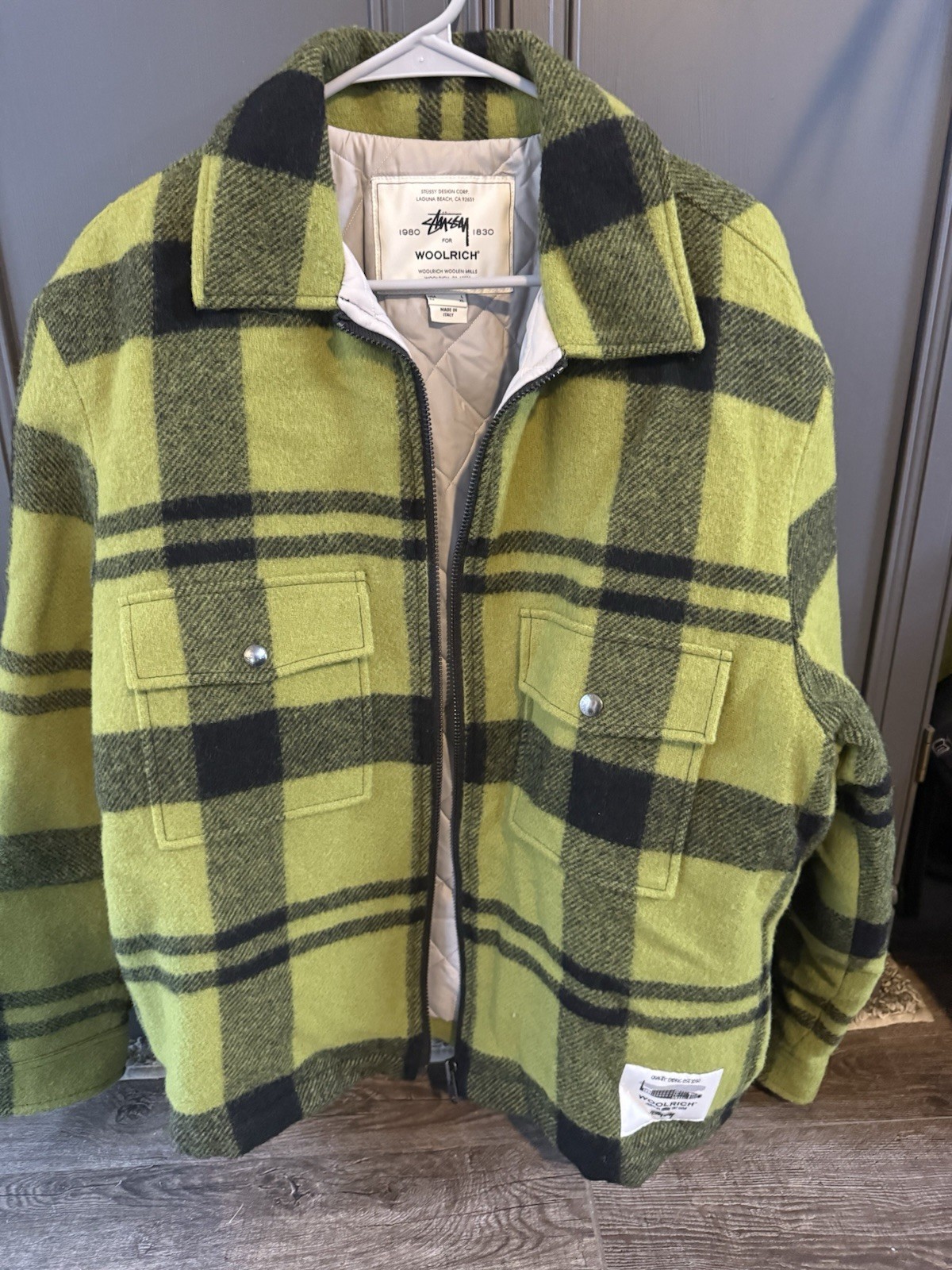New Stussy Wool Rich Plaid Jacket Size Large