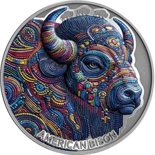 2025 Cameroon Patterns of the World American Bison 2 oz Silver Antiqued Coin