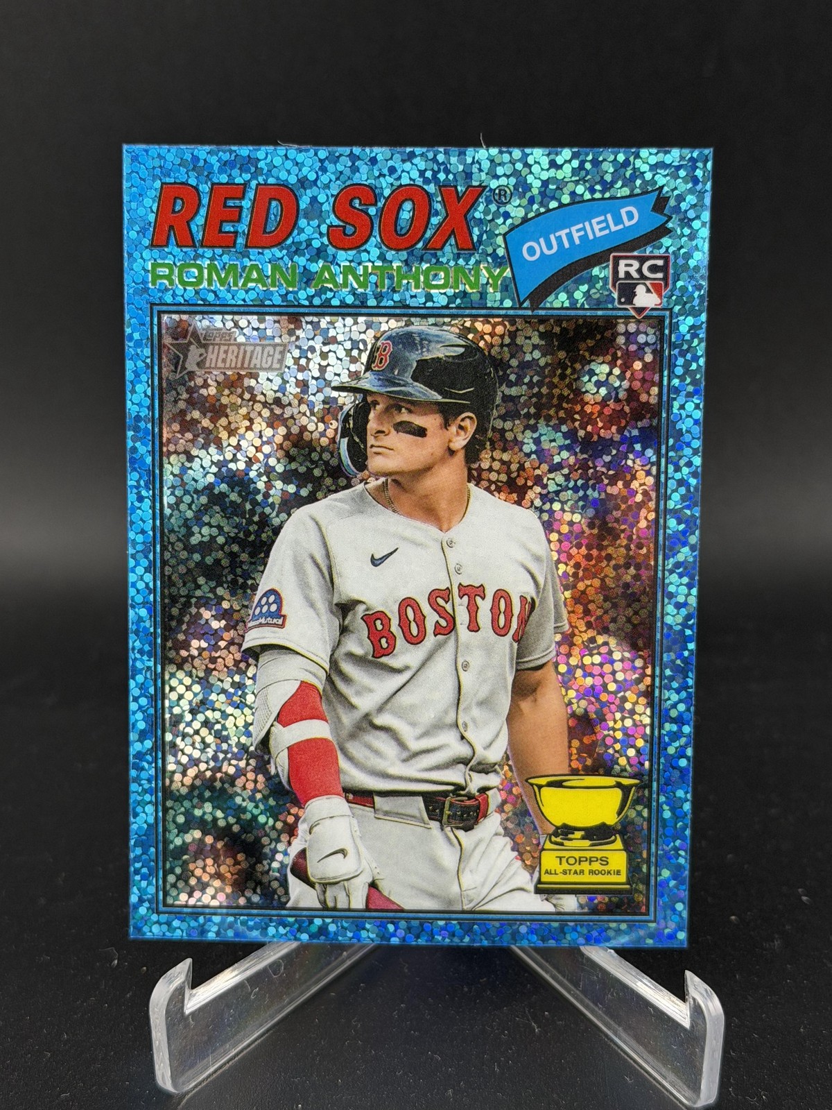 2026 Topps Heritage #86 Roman Anthony Chrome Light Blue Sparkle Refractors