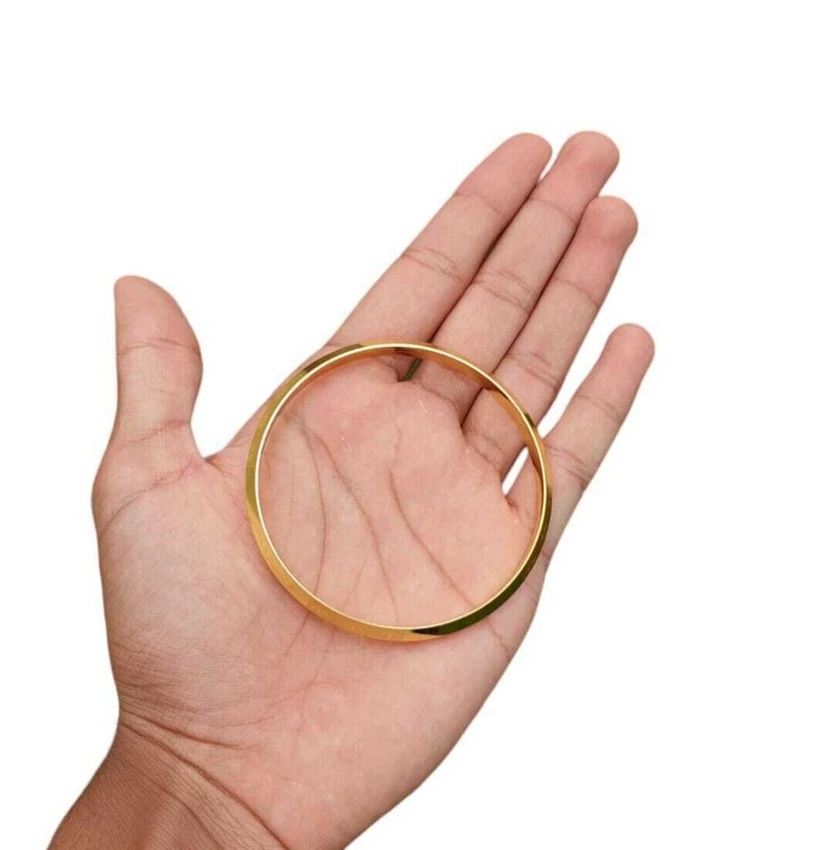 Sikh Khanda Kara Lasergravur vergoldeter Armreif Singh Kaur Khalsa Kada CC34 - Bild 4 von 4