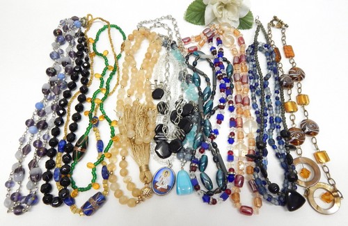 MULTICOLOR GLASS BEAD NECKLACE LOT - VINTAGE TO NOW FASHION JEWELRY