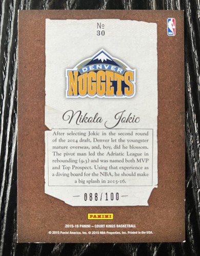 2015-16 Panini Court Kings - Rookie Portraits Ruby /100 Nikola Jokić #30 RC - Picture 2 of 2
