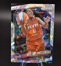 2025 Panini WNBA Prizm #35 Kelsey Mitchell Silver Cracked Ice Indiana Fever