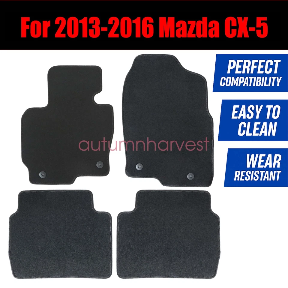 Alfombrillas delanteras y traseras de terciopelo negras 2013 2014 2015 2016 para Mazda CX-5 Foto 3 de 4