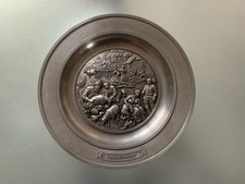 Zinnteller, Wandteller, SKS, 95% Zinn, "Schafschur", 21 cm