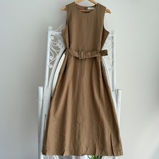 Everlane The Linen Belted Midi Dress 8 Camel Minimalist Quiet Luxury Old Money