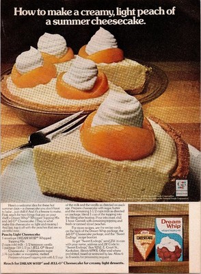 Jell-O Dream Whip 1977 Cheesecake Magazine Print Ad Vintage Food Kitchen