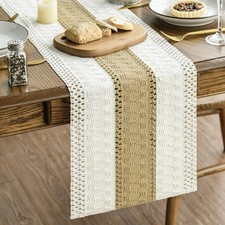 Burlap Brown Farmhouse Rustic Table Runner Seasonal Holiday Hollow Kitchen