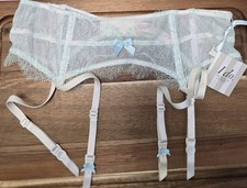 Victoria  s Secret I Do Turquoise Lace Garter Belt M/L NWT From Bridal Collection