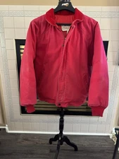 WALLS VINTAGE XL MEN'S RED COTTON CANVAS BOMBER STYLE FULL ZIP JACKET, VERY NICE