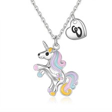Unicorn Gifts for Girls - Colorful Initial Unicorn Necklace for Girls Kids Jewel