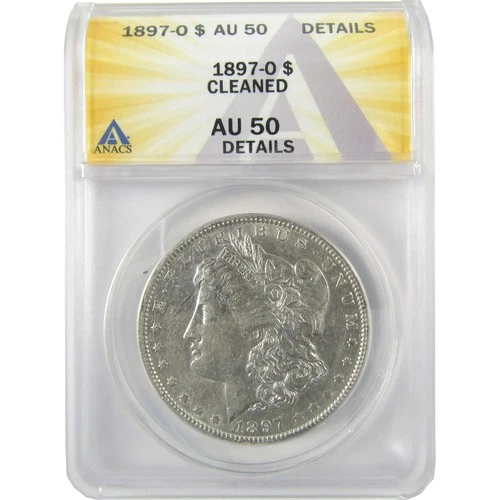 1897 O Morgan Dollar AU 50 Details ANACS Silver $1 Coin SKU:I19182