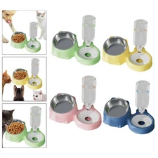 Double Cat Bowls Food Dispenser Pet Food Water Bowl for Kitten Bunny Hamster