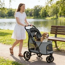 Small to Medium Size Dog Pet Stroller Folding Portable Wagon w/ Rain Cover