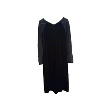 Karen Kane LBD Black Velvet V Neck Dress Sheer Sleeve Size Large