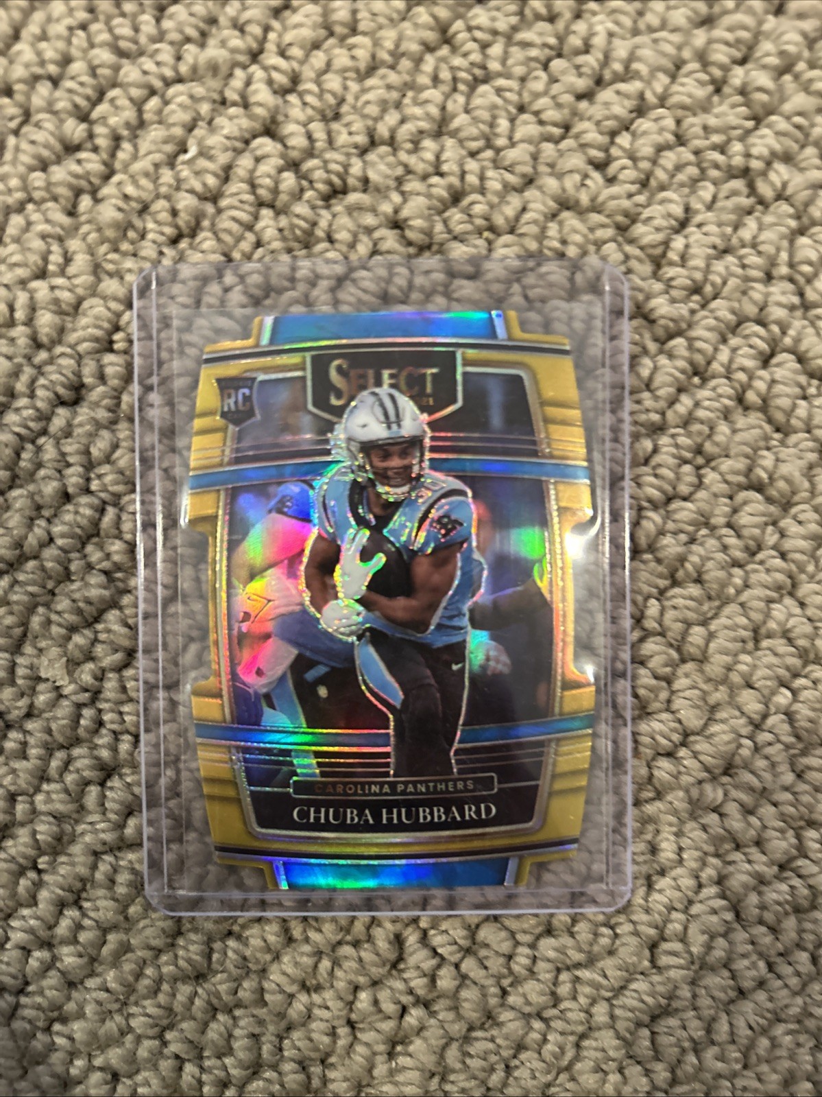 2021 Panini Select - Concourse Chuba Hubbard #76 Gold Prizm Die-Cut /10 (RC)