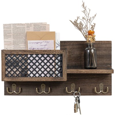 Key Holder Wall Mounted Mail Holder Organizer with 4 Double Key Hooks for Wal...