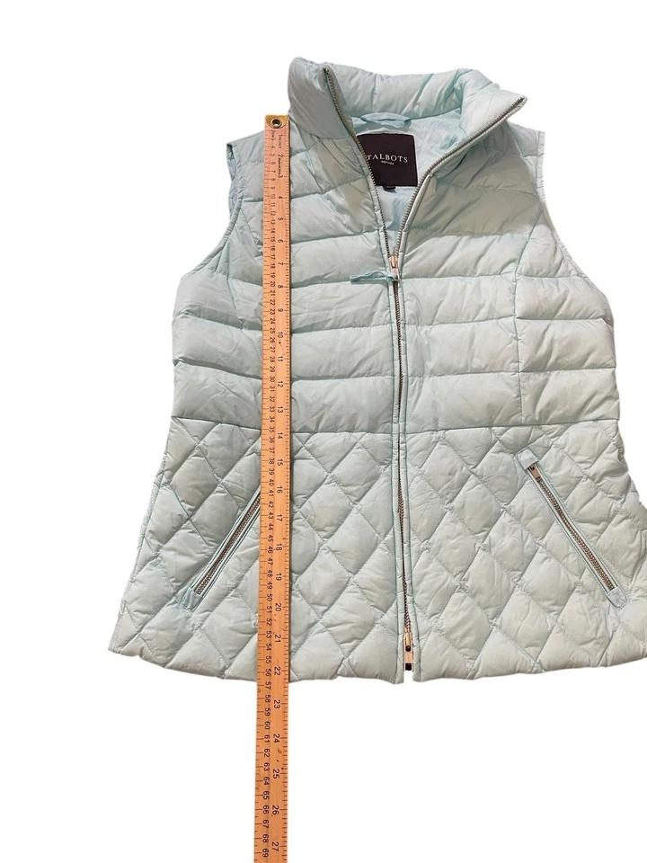 Talbots Small Petite Down Puffer Vest Quilted Sleeveless Jacket Light Blue - Image 3 of 4