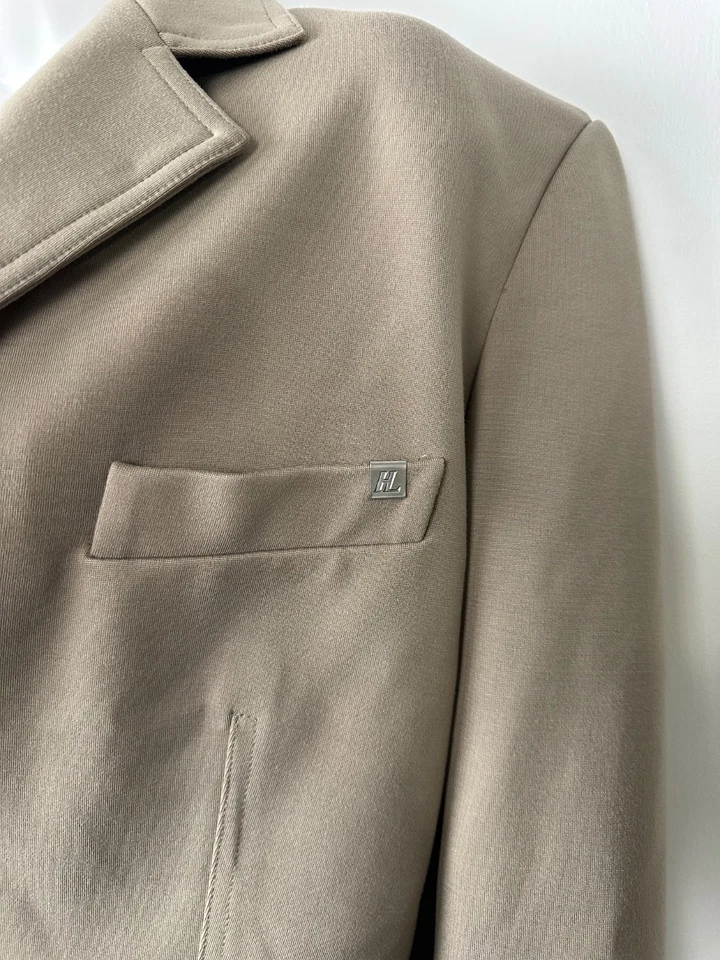 NUEVO Blazer Ponte Helmut Lang Cintura Para Mujer 6 Taupe $695 Dos Botones Diseñador Foto 4 de 4
