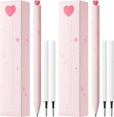 Kaco FIRST Gel Pens Cute Stationery, Pack of 2 1 Count (Pack 2), 2 Pink 