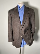 Vintage 44 R Chaps Ralph Lauren Red Blue Check Herringbone Tweed Blazer Jacket