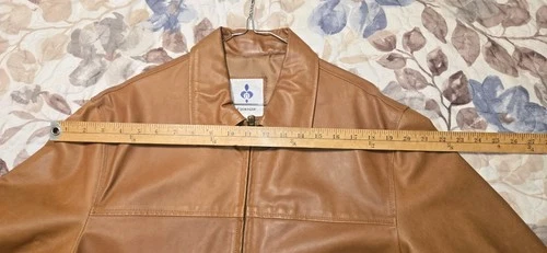 Vintage Italian Leather Jacket Men Euro 52 US 40 Cognac Brown Coat  image 13