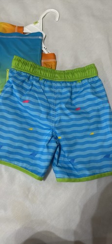 Baby Shark Boys 2 Piece Swim Set Rash Guard Ss Shirt And Trunks 50T Upf Size 3t - Picture 4 of 5